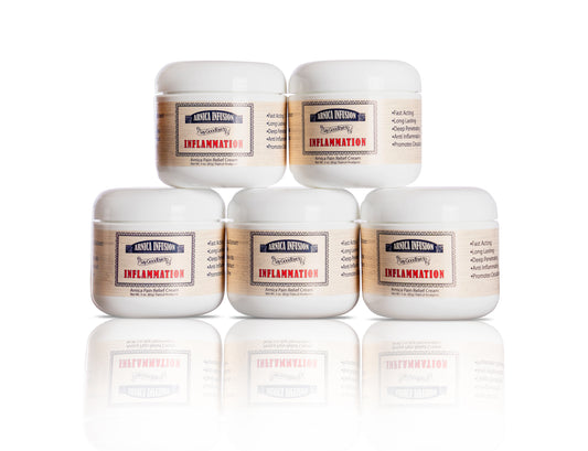 Arnica Infusion Pain Relief Cream - 5-Pack - Fast Acting Arnica Cream - For Sore Muscles, Joints, Arthritis, Backaches, Sprains, Strains & Bruises